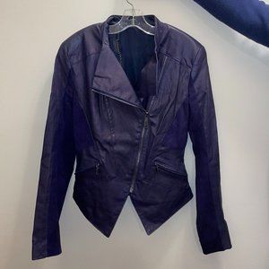 Purple Leather & Suede Biker Jacket